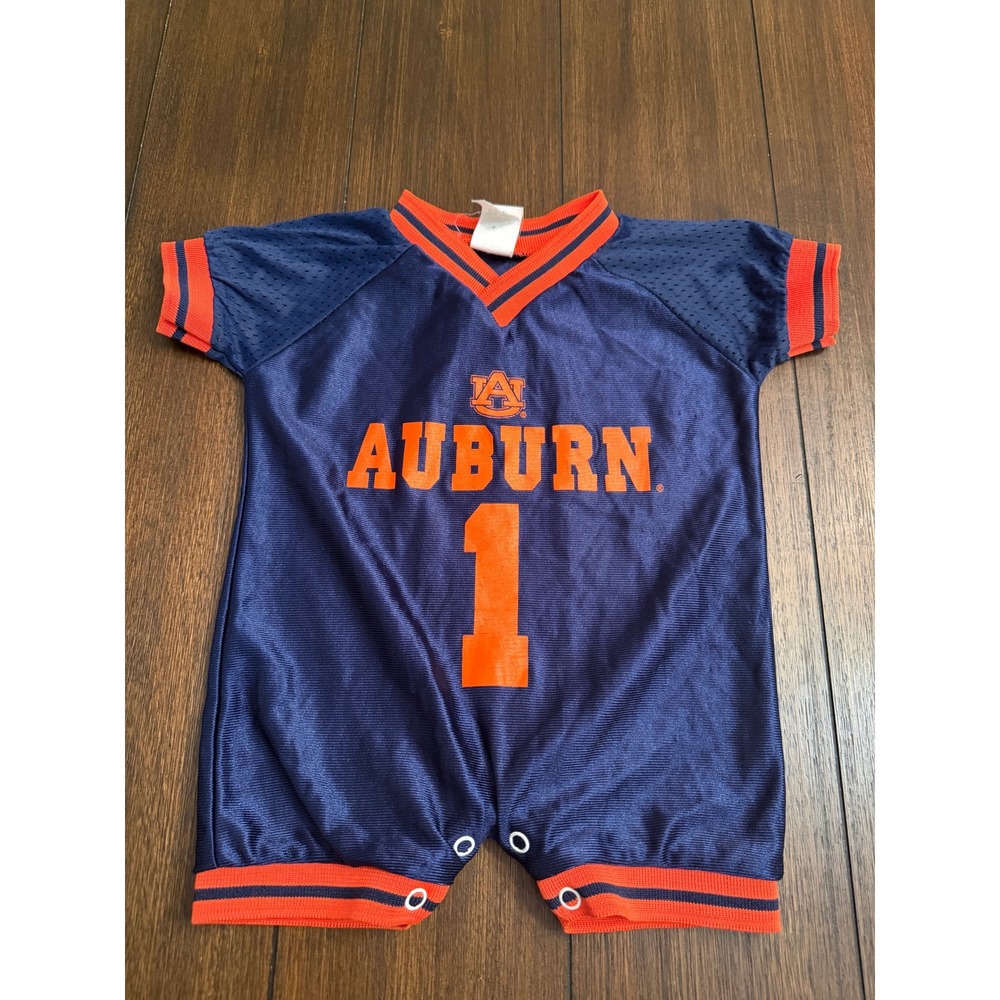 Little King Auburn Tigers Football Jersey Romper Navy Blue Orange Infant Size 6M
